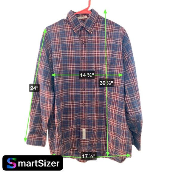 Savane Men's Plaid Button-Down Shirt Size Medium Long Sleeve‎ Blue/Red - Picture 5 of 8